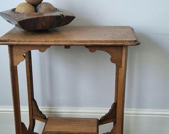 Antique arts and craft Side Table, Accent Table, oak occasional table