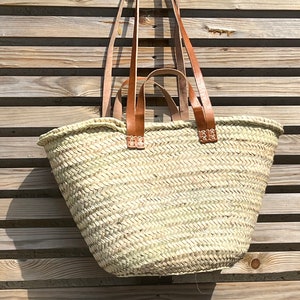 Straw Bags Leather Handle - Etsy UK