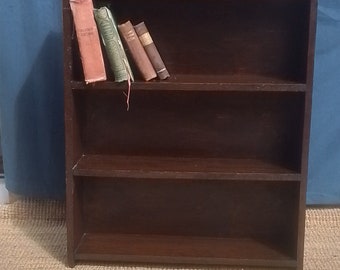 Oak bookcase, vintage oak bookcase, solid wooden open bookcase