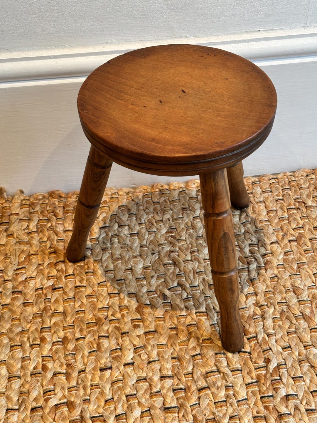 Antique Circular Wooden Stool: Rustic Farmhouse Plant Stand - Etsy