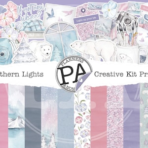Northern Lights Creative Kit voor planners, printbaar papier, printbare stickers voor planning, scrapbooking en papierknutselprojecten