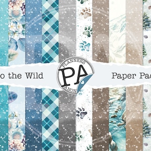 Acquerello, carte per scrapbooking, 12&quot;x12&quot;, pacchetto di carta digitale Into the Wild - Scene di natura selvaggia invernale