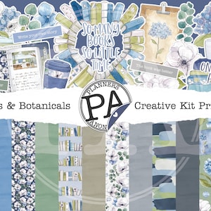 Books & Botanicals Kreativ-Kit für Planner, druckbare Papiere, druckbare Aufkleber für Planungs-, Bujo-, Scrapbooking- und Papercraft-Projekte