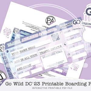 Billet de carte d'embarquement imprimable, Go Wild WASHIngton DC'23, Produit sous licence officielle, PDF interactif