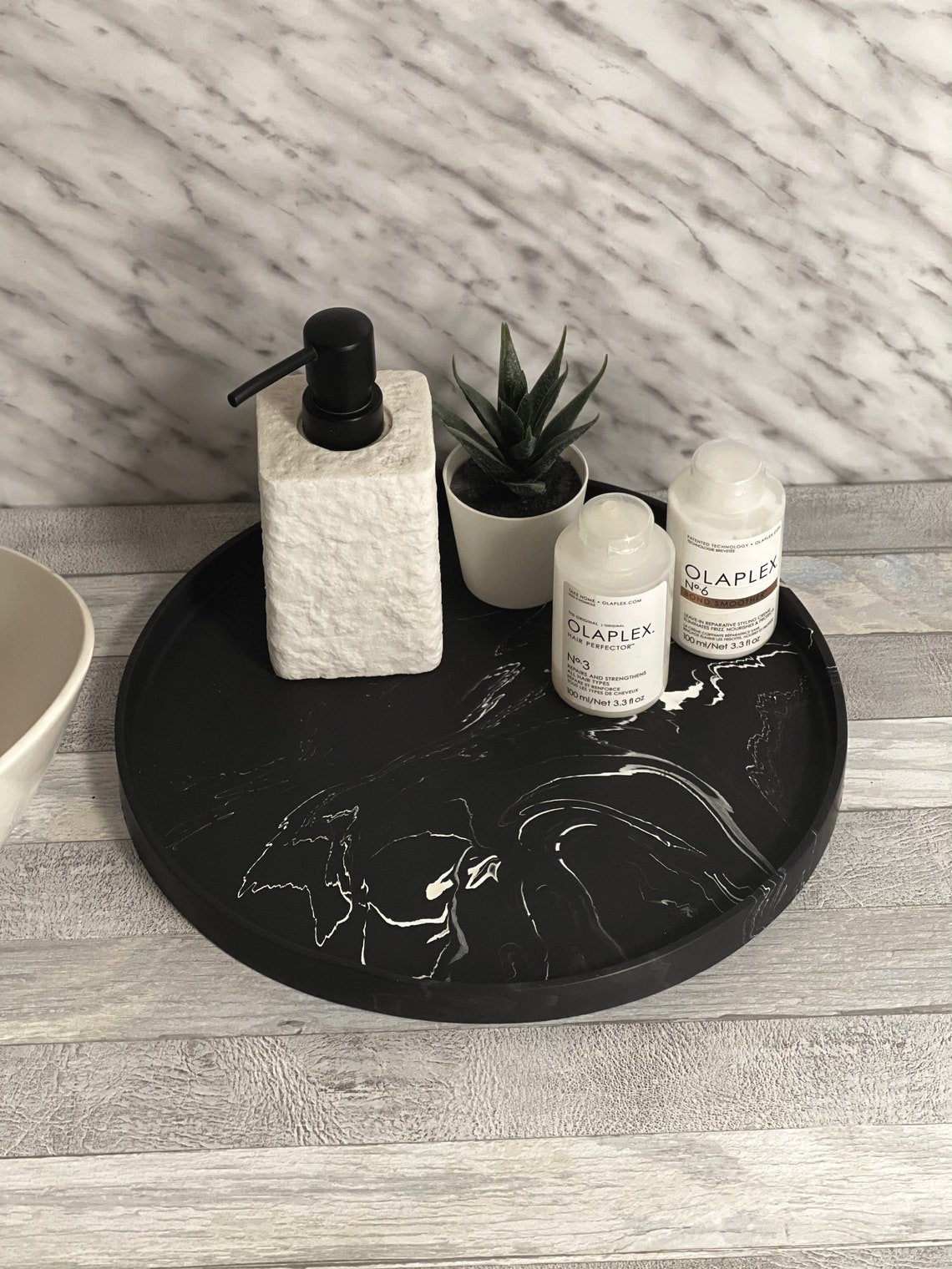 11.8'' Large Vanity Round Tray Single Color or Marble Etsy