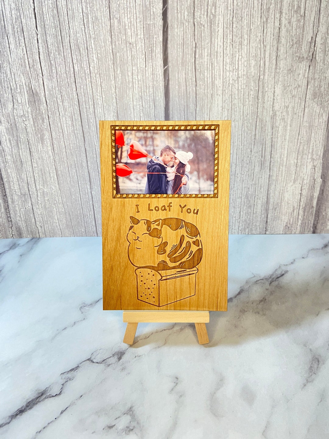 I Loaf You Anniversary Card Cute Cat Lovers Wood Card Cute Etsy