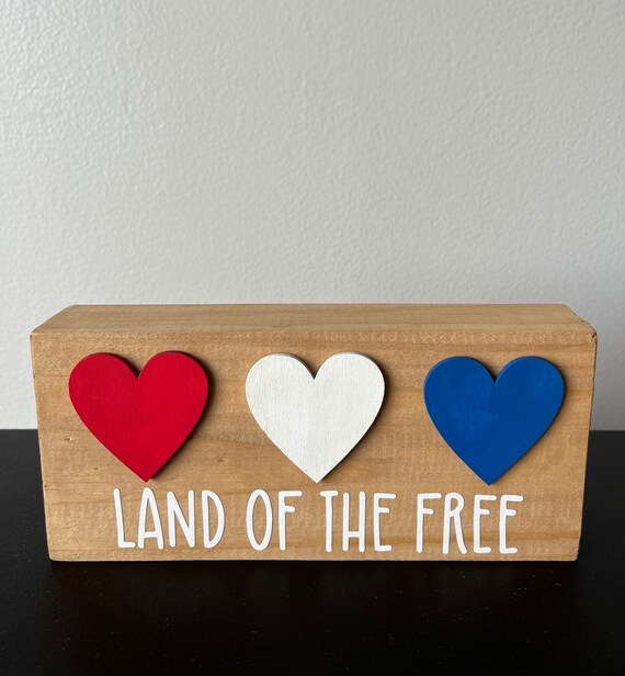 Red White & Blue Hearts Land of the Free Etsy