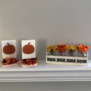 Fall Pumpkin & Leaves Tabletop Sign Tier Tray/Mantel Decor