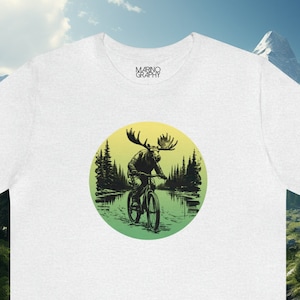 Moose on bicycle - Mens T Shirt, Unisex Tee, Cotton Tee, Bycycle shirt, Bike Tee, sizes s-xxxl