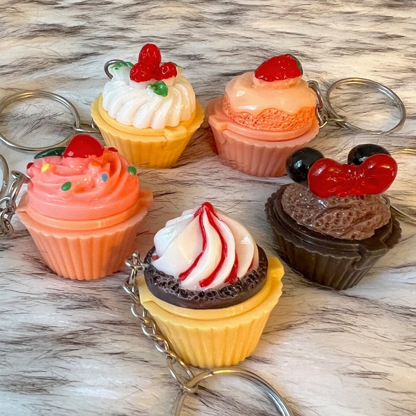 CupCake KeyChain w/ Secret Inside Open Case KeyChain - "it opens" Food / Dessert / Sweet / Bake / Snack /Pill Container KeyChain