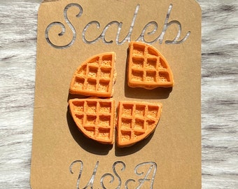 Breakfast Waffle 4 Magnets or PushPins - Food/Breakfast Waffle Magnet or PushPin - 4 Waffles in 1 Set