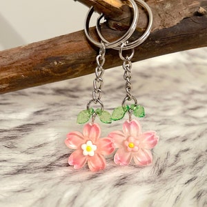 Cherry Blossom KeyChain - Flower KeyChain I Adorable Sakura Key Chain - Nature I Flower I Flower Key Charm Chain