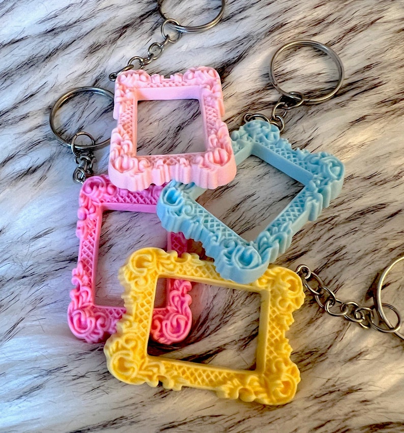 Mini Frame Keychain Photo Frame Keychain Pink / Etsy