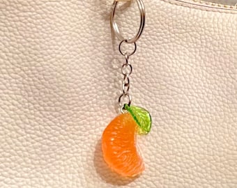 Cute Orange KeyChain/ Tangerine /Mandarin KeyChain - Food/ Fruit/ Refreshing Orange Slice Piece Realistic Key Chain