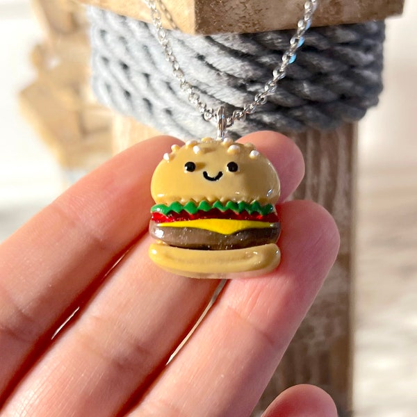 Collier Burger Souriant - Accessoire Alimentaire - Collier Hamburger