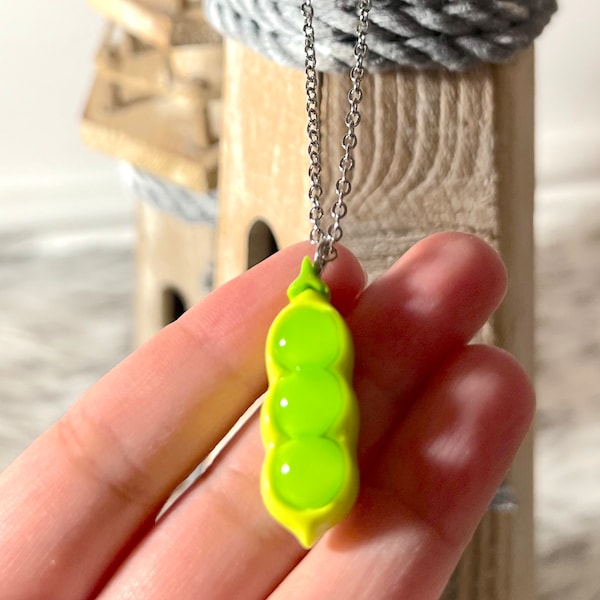 Green Bean Necklace  - Food Accessory- Peas in a Pod Necklace