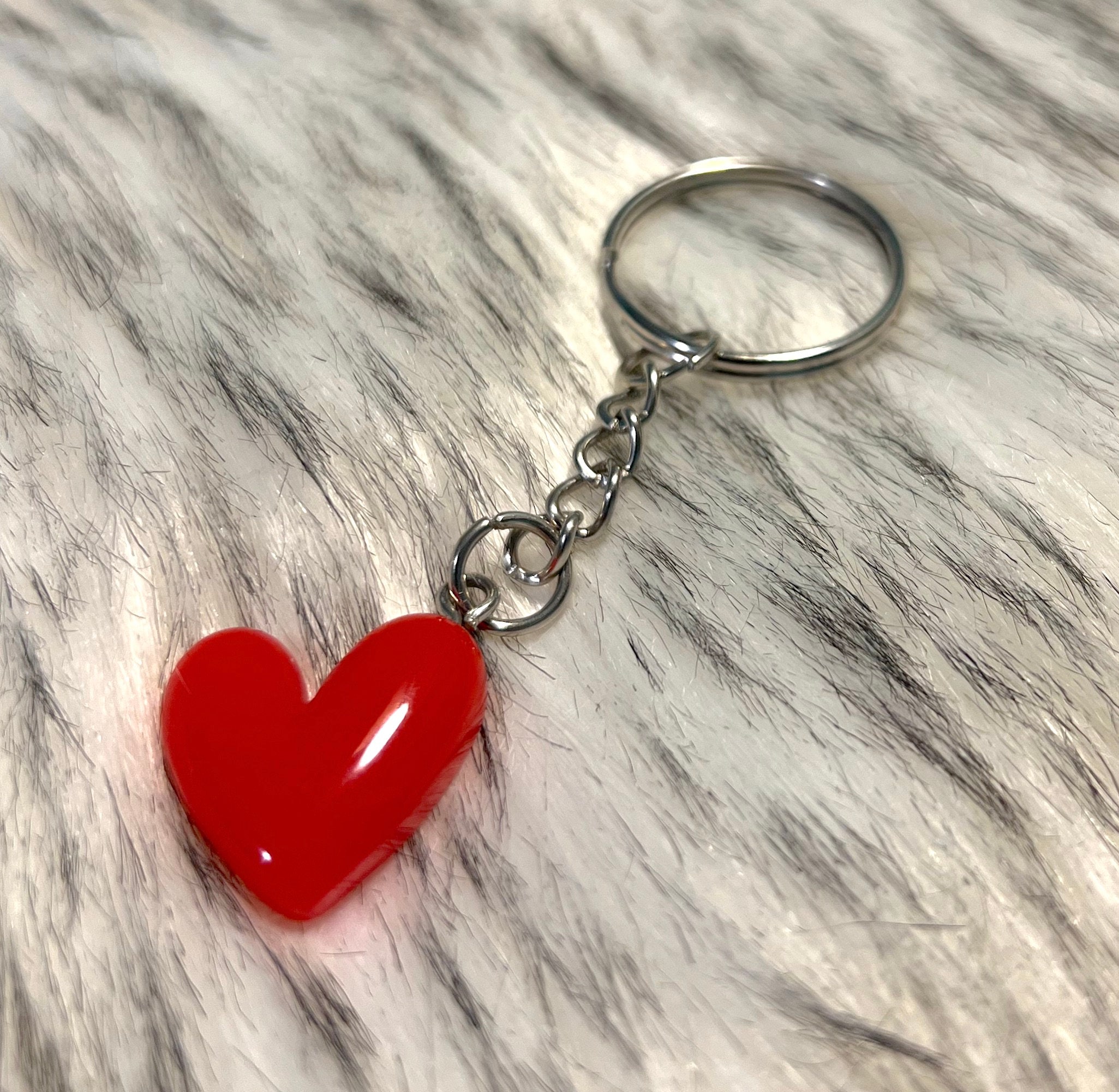Love Red Heart with Teddy Silver Keychain Best Gifts for Friends