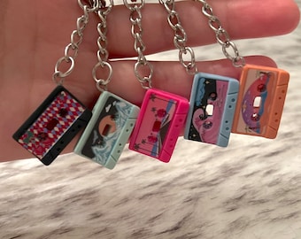 Cassette Tape KeyChain-Retro/Music/Radio/Recording - Cassette Key Charm Chain