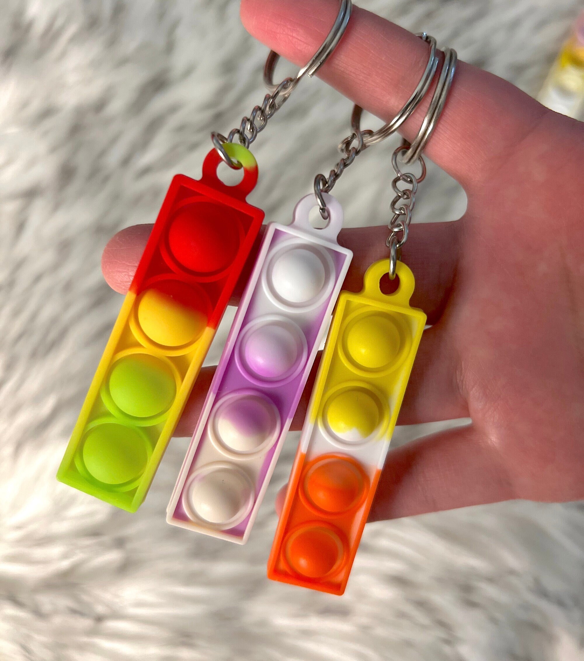 3pcs Colourful Mini Pop Fidget Keychain, Dinosaur Keychains Accessories For  Car Cute Hand Sensory Key Chains Bulk, Stress Relief Squeeze Keychain Ring