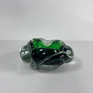 Vintage MCM Emerald Green Bullicante Art Glass Bowl/Ashtray