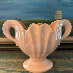 Vintage Carmark Pink Ceramic Pottery Two Handled Tulip Vase 810 Art Nouveau