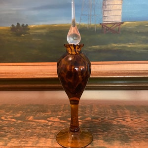 Vintage Amber Art Glass Perfume Bottle/Small Apothecary Jar