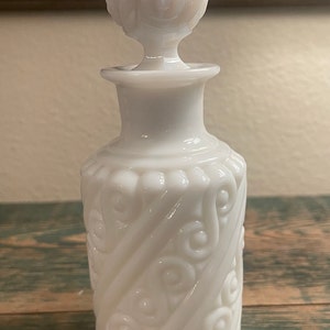 Vintage/Antique Portieux Valleryshal Swirl Perfume Bottle/Apothecary Jar in White Opaline 1894