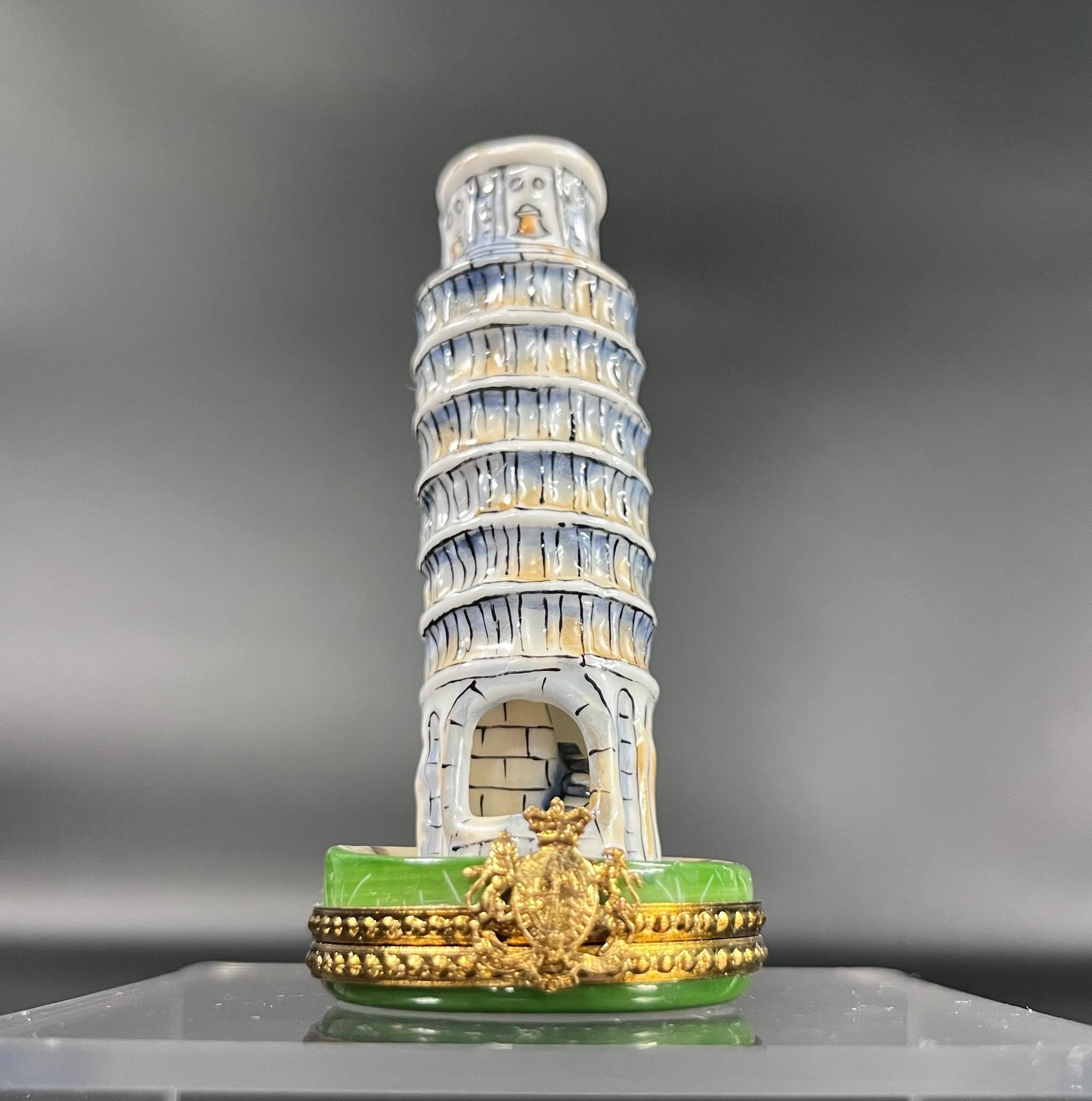 Vintage Limoges Peint Main Leaning Tower of Pisa Trinket Box Made