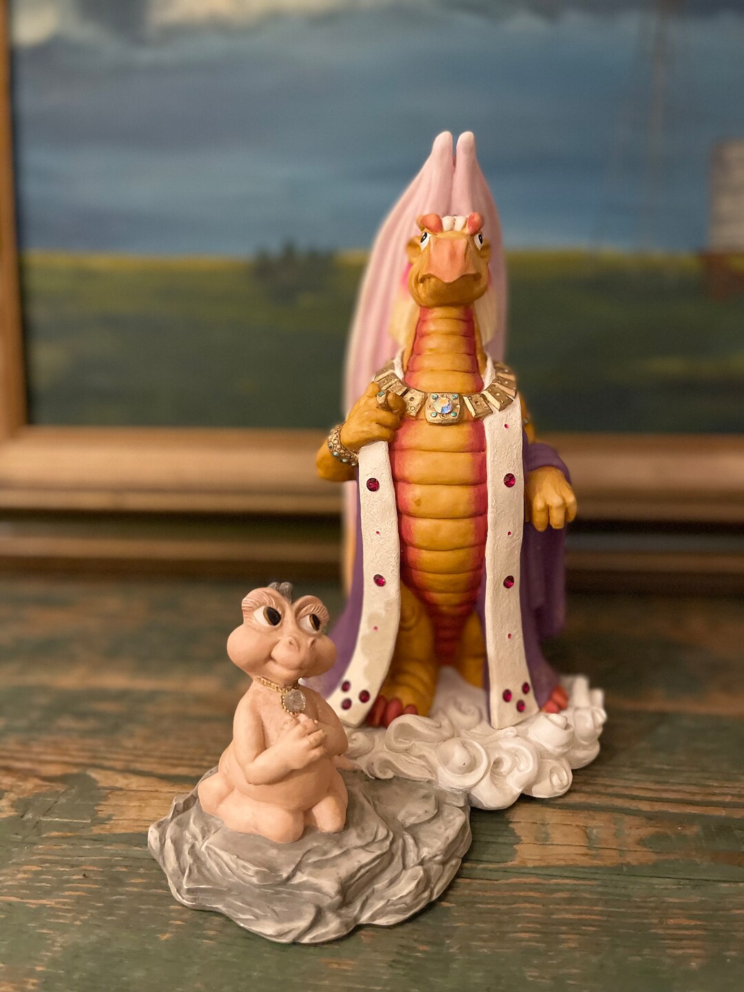 Vintage Krystonia N'grail as King With Subject Dragon Rare Figurine