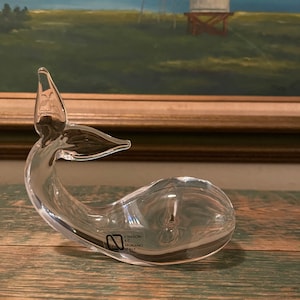 Classic V Nason & C Murano Italy Art Glass Whale Figurine/Paperweight with Original Labels