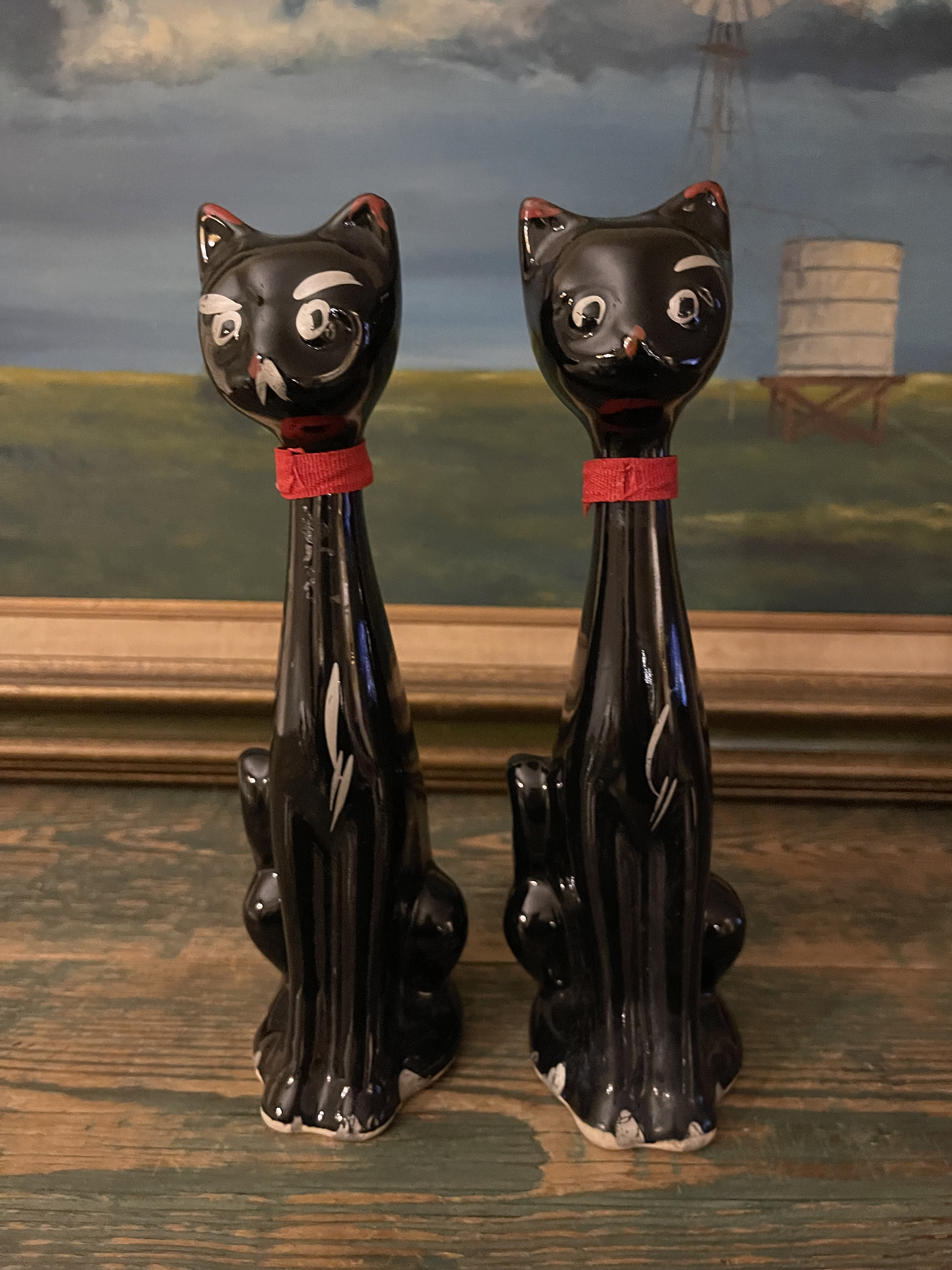 Vintage Set of 2 Black Cat Long-necked Retro Vases 1950's - Etsy