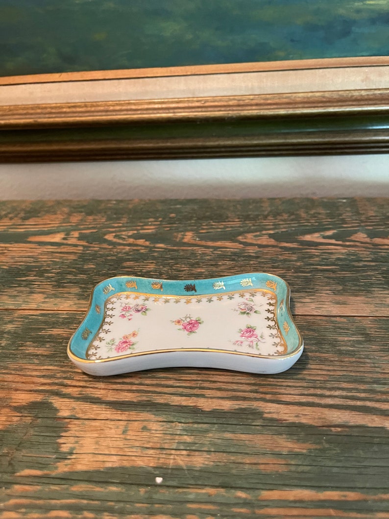 Vintage/antique Limoges Blue and Gold Hand Painted Egg Shaped Vase and