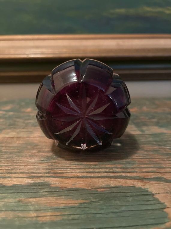 Vintage Amethyst Crystal Perfume Bottle Mint Cond… - image 4