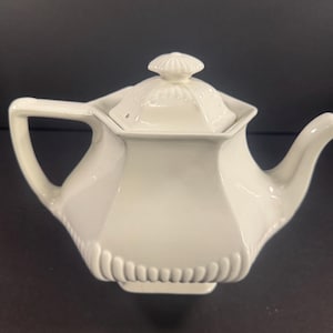 Vintage Wm Adams and Sons Real English Ironstone Micratex White Teapot
