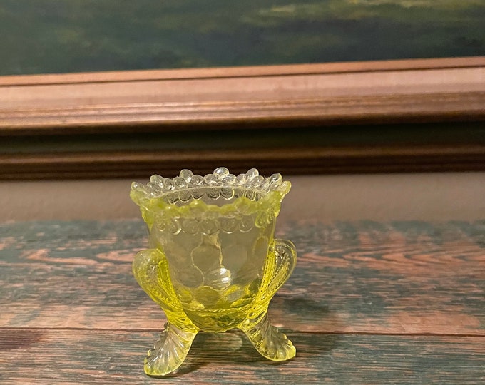 Vintage Boyd Vaseline Glass Toothpick Holder/mini Trinket Dish Etsy