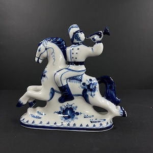 Vintage Gzhel Peter the Great on a Horse Made in Russia  by Neplyuev
