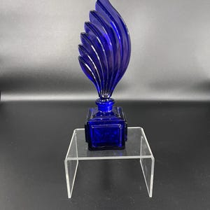 Vintage Tschechische Kobalt Blau Glas Parfüm Flasche mit Flammen Stopfen