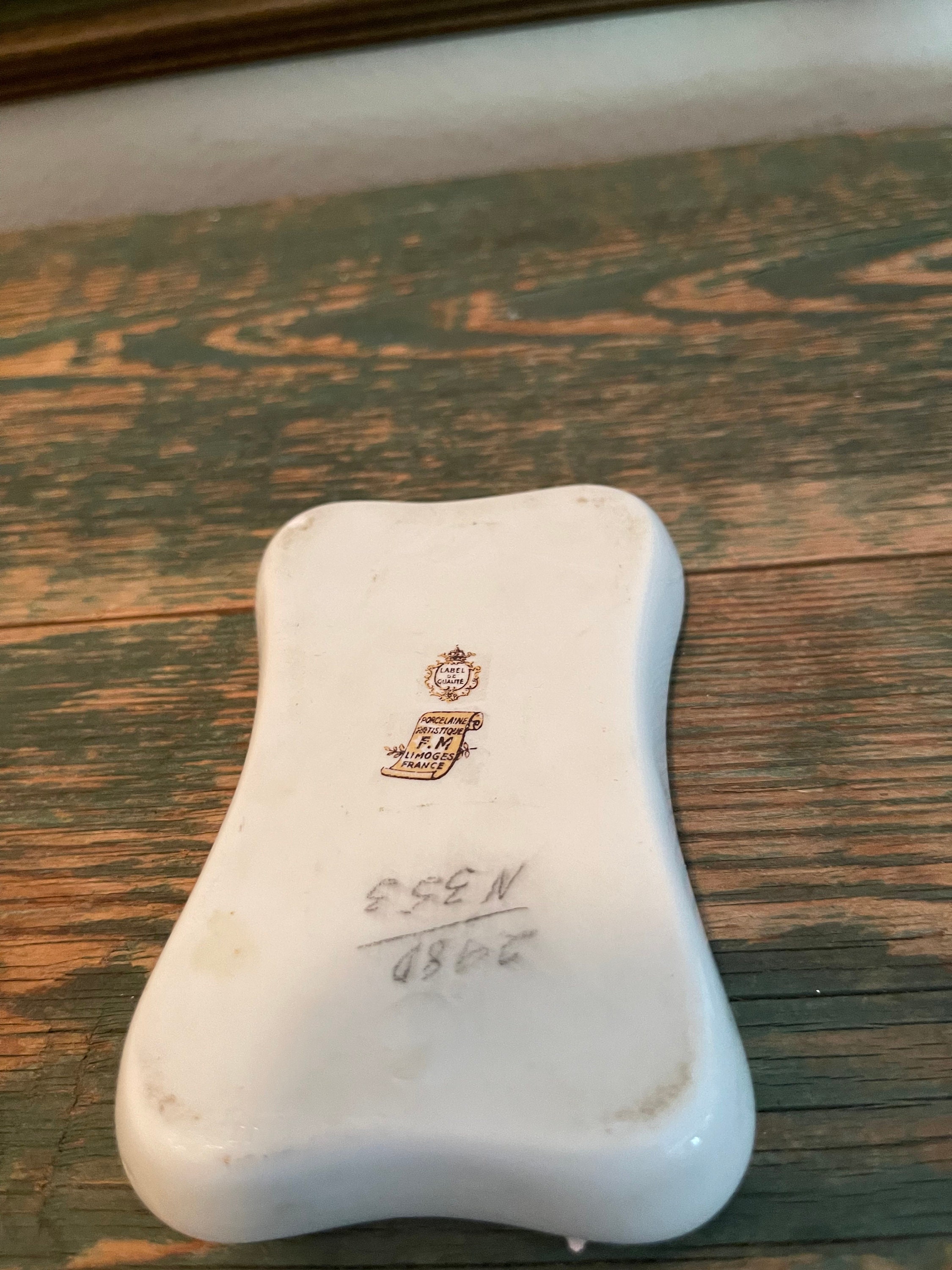 Vintage/antique Limoges Blue and Gold Hand Painted Egg Shaped Vase and