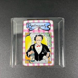 Vintage Limoges J Dumont Peint Main Bon Apetit z ozdobą menu Wyprodukowano we Francji Malowane ręcznie