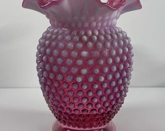 ヴィンテージ フェントン アートガラス クランベリー オパールセント