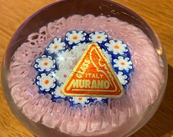 Vintage Murano Millefiori Paperweight Original Stickers