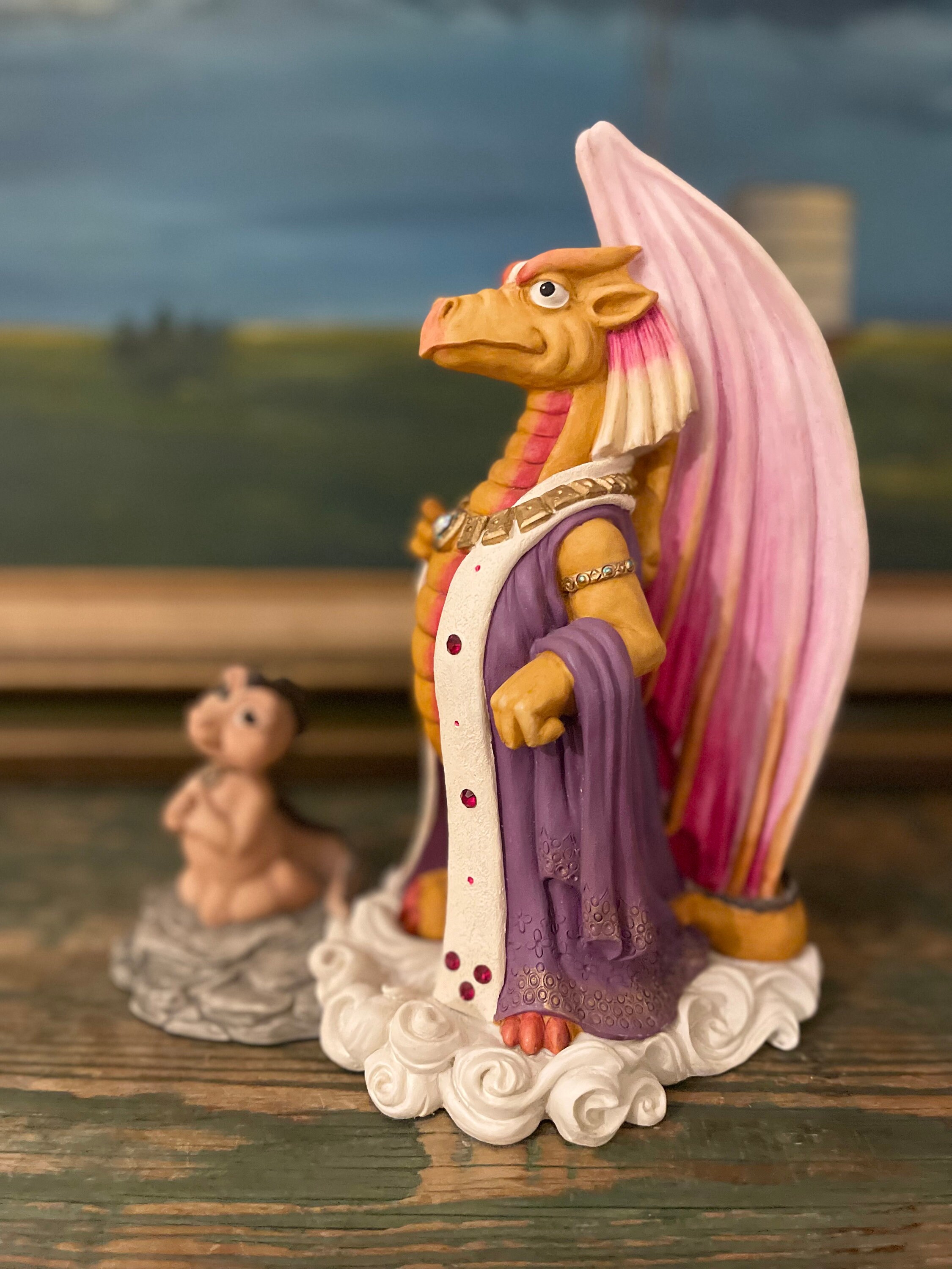 Vintage Krystonia N'grail as King With Subject Dragon Rare Figurine