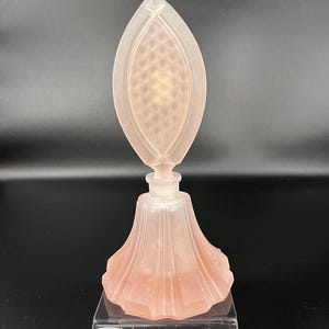 Vintage Czech Glass Pink Perfume Bottle with Stopper