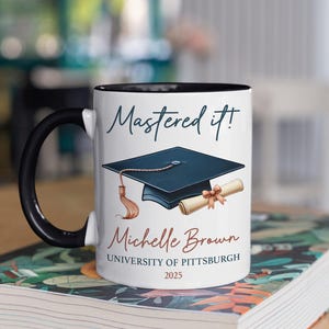 Personalized Graduation Mug, Masters Degree Coffee Mug, Mastered It 2025 Mug, Masters Degree Graduation Gift, Masters Degree Graduation Gift