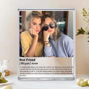 Personalized Best Friend Definition Gifts For Girls Customized Acrylic Block Bestie Freestanding Plaque with Any Photo Gift For Besties