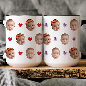 Mug visage de bébé, premier cadeau de fête des pères, mug visage personnalisé, mug photo fête des pères pour enfants, mug visage de bébé pour cadeau d'anniversaire maman papa, cadeau grands-parents