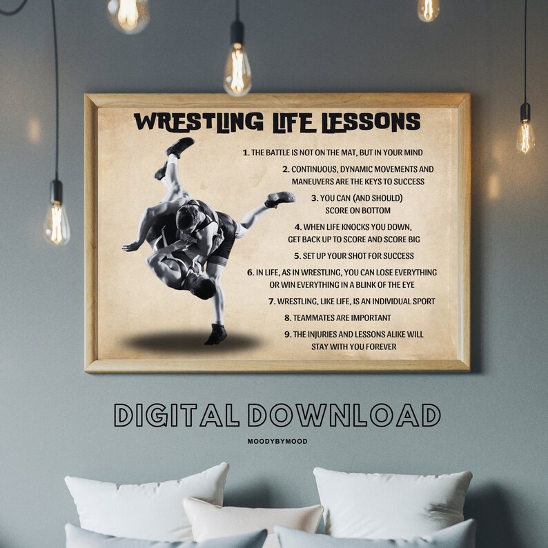 Wrestling Life Lessons Printable Poster, Wrestling Wall Art, Wrestler