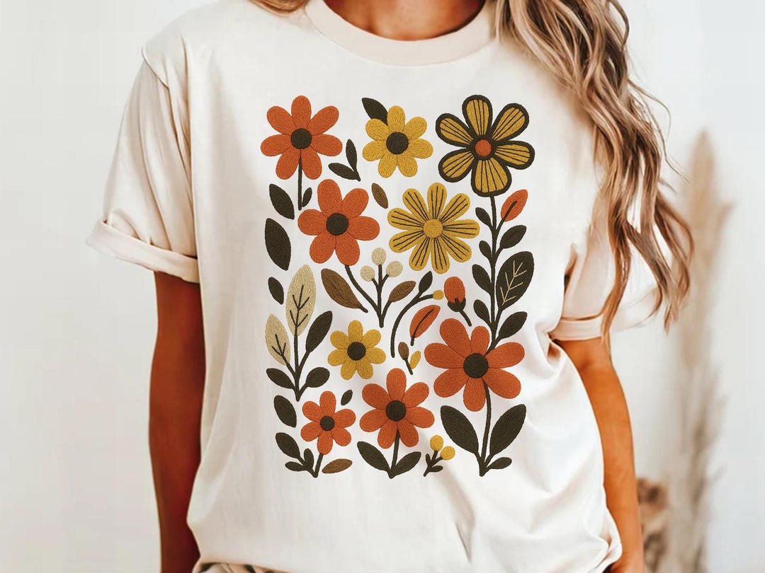 Boho Wildflowers Tshirt, Floral T Shirt, Womens Floral Graphic Tee ...