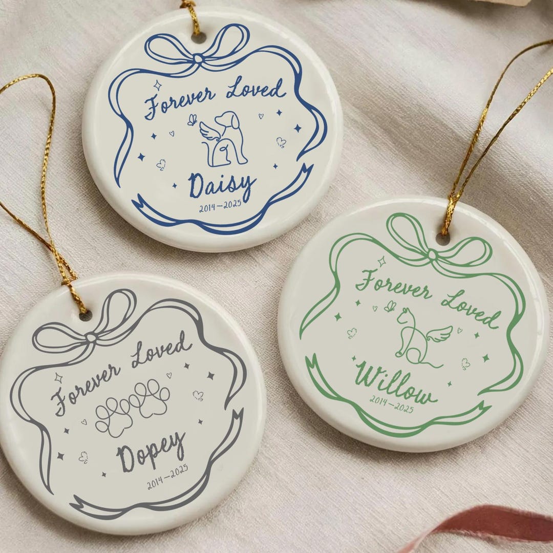 Custom Pet Memorial Ornament, Custom Forever Loved Dog & Cat Ornament ...