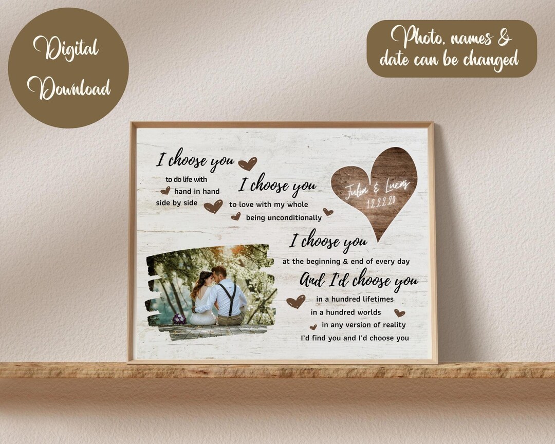 I Choose You Printable Poster, Custom Photo Home Decor, Valentine Day ...